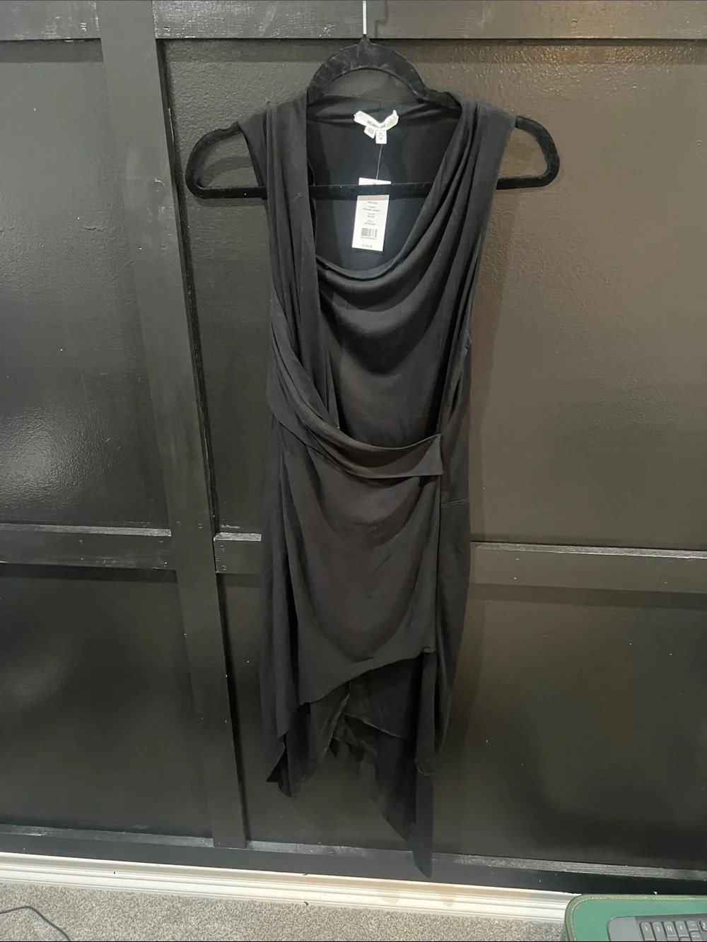 NWT | Helmut Lang Black Draped Asymmetrical Dress | Size Medium - Picture 4 of 8